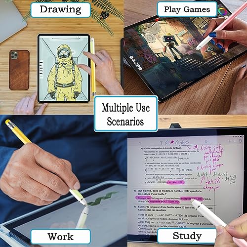 Luntak 2 in 1 ipad タッチペン 充電不要 2本セット高感度 高精度タブレット ペン スマホ タッチペン 小学生 スタイラスペン android/iPhone/Samsung/Galaxy/Microsoft/Surface用 ペンシル (ピンク/パープル)