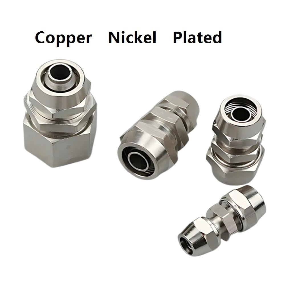 10 conectores reductores de cobre niquelado, conectores rápidos neumáticos de 1/2-1/4 pulg., conexiones rápidas(10x6mm)