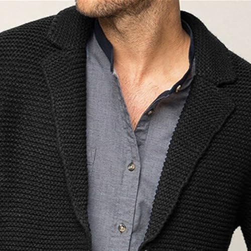 Men's Knitted Suit Cardigan Shawl Collar Casual Loose Cardigan Man Button Down Knitwear with Pockets3