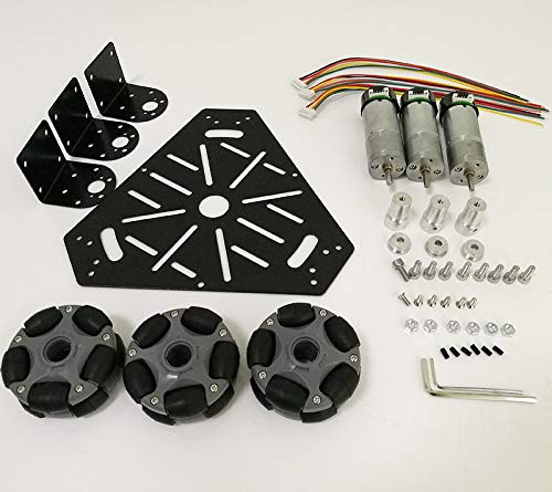 Szdoit 2023 Premium Omni Wheel Metal Robot Car Chassis For Arduino/Raspberry Pi, Ros Robot Platform With 3 Dc High Torque Encoder Motor And 58Mm Omnidirectional Wheel, Diy Rc Toy Kit #TOP3