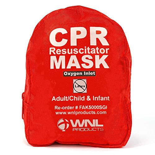WNL Products CPR Rescue Mask, Adult/Child and Infant, Soft Case, 50 Pack