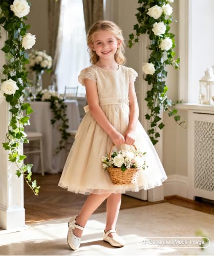Image of PHIRAMIN Toddler Flower Girl Glitter Dress Shoes Little Girl Ballet Flats Bow Wedding Party