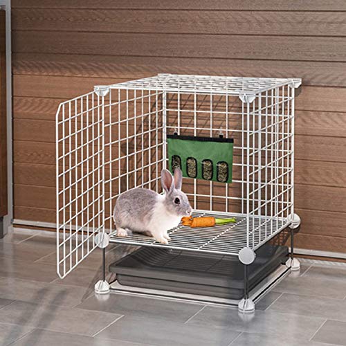 Hooivoeder voor Konijnen, Larege Viergats Oxford-Stof Voerbak voor Cavia's, Hangende Waterdichte Konijnenhooivoeder, Opbergtas voor Kleine Dieren Hay Feeder, Chinchilla Hooihouder Mess Free - Afbeelding 4