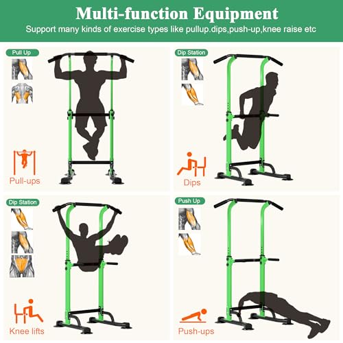 Image of DlandHome Power Tower Pull Up Dip Station Multi-Function Fitness Equipment for Strength Training Adjustable Height Dip Stand for Home Gym
