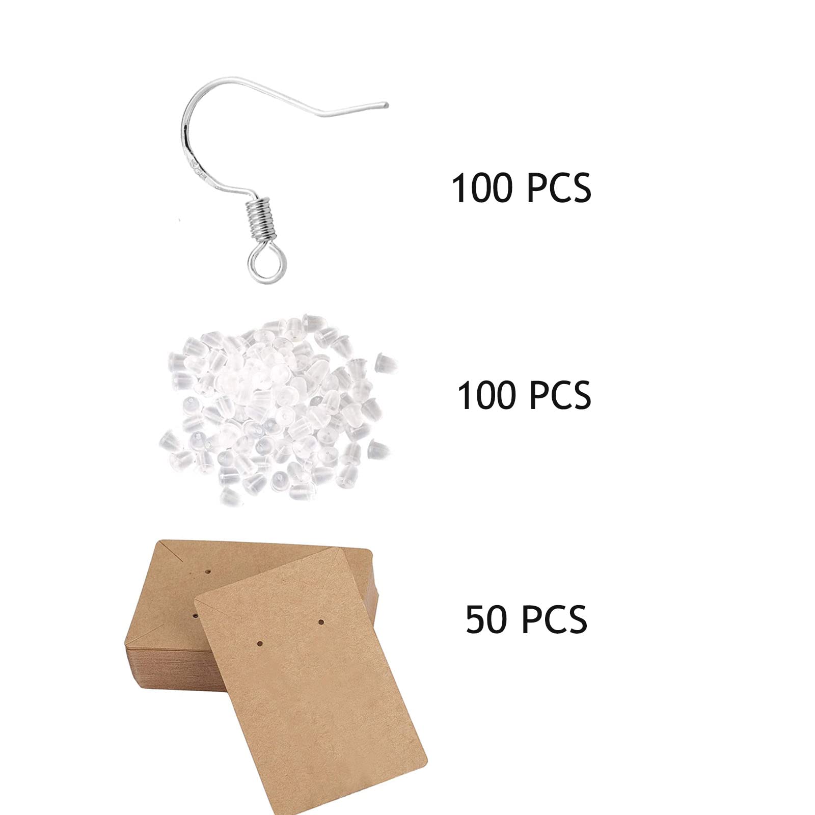 600 Stück Ohrring Zubehör Set – Haken, Biegeringe, Silikonverschlüsse, Silber, Für DIY Schmuck