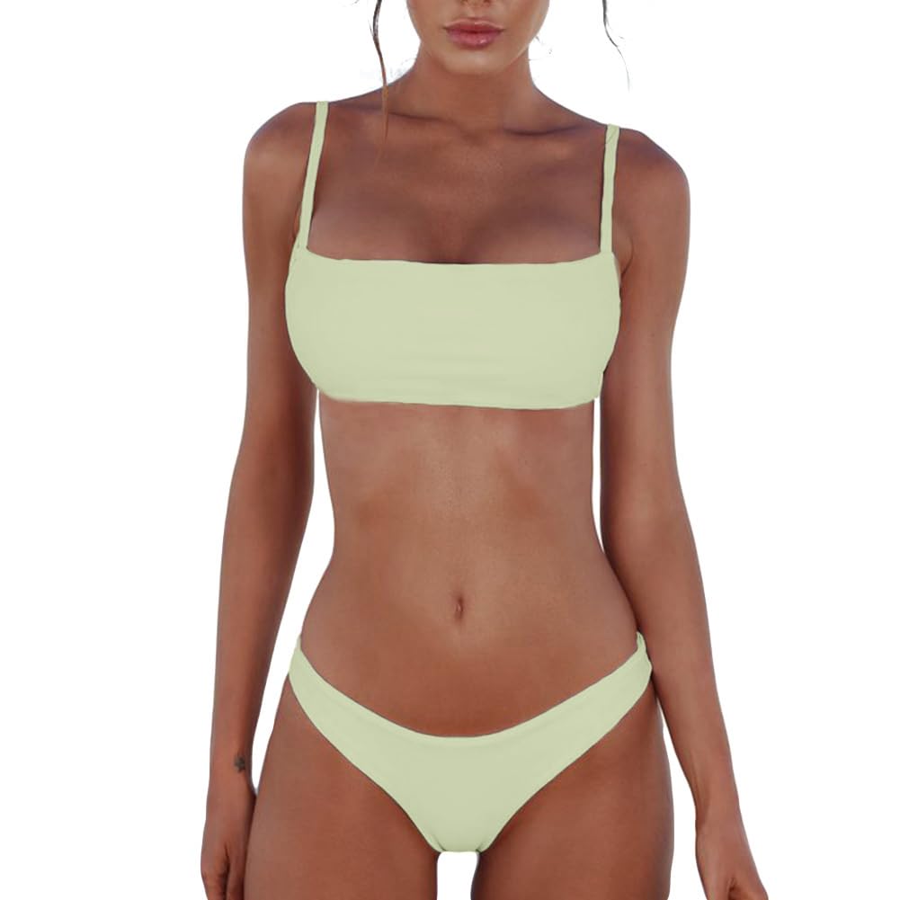 DucomiLEZ - Disfraz de mujer de dos piezas de playa - Bikini de baño con sujetador Brassière ajustable y brasileño de cintura alta - Disfraces de playa sexy