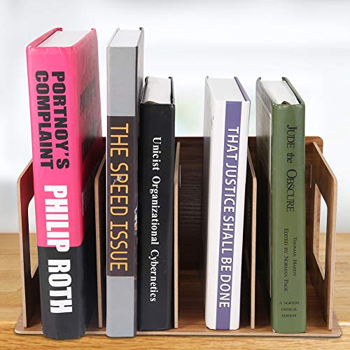 Wooden Diy Desktop Bookshelf Multifunctional Storage Rack Books Dvd Storage Magazine Holder With Rubber Ring Bookcase Organizer For Students Kids Adult Office Supplies(Cherry Wood) #TOP1