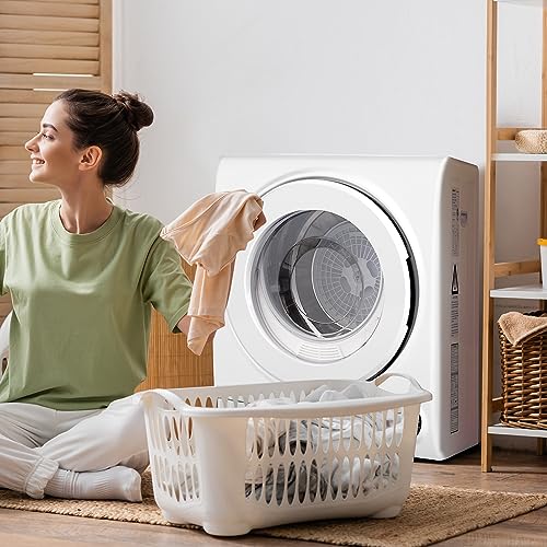 Image of Elevon Compact Laundry Dryer, 2.5 cu ft Front Load Stainless Steel Clothes Dryers with Exhaust Pipe, 1400W, Control Panel Four-Function Portable Dryer For Apartments, Home, Dorm, White /Black
