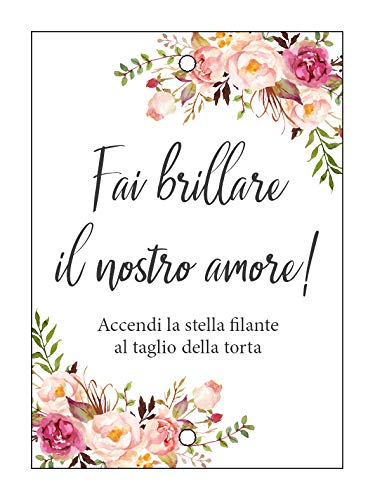 Scintille luminose per matrimonio - cartoncini per stelline luminose fiori boho chic 50 pz