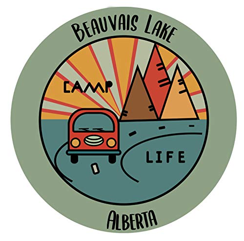 Beauvais Lake Alberta Souvenir 4 Inch Vinyl Decal Sticker Camping Design