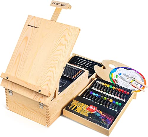 Spardar Chevalet de Table en Bois avec 2 Tiroir pour Artistes Enfants Débutants (Chevalet de Table en Bois avec 2 Tiroir) Cover