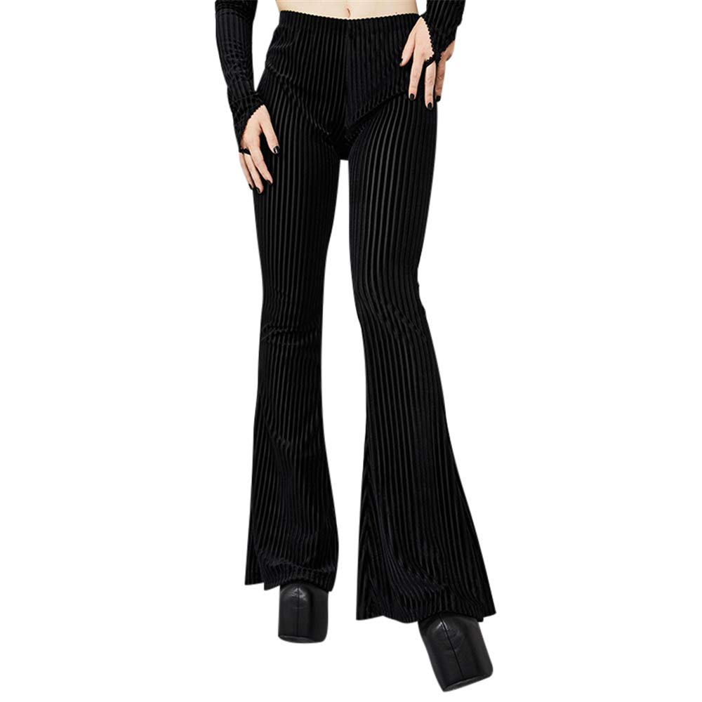 Vintage Floral Scratched Gothic Pants Velvet High Waist Skinny Flare Trousers for Women Autumn Winter Streetwear