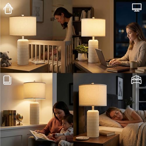 Image of PoKat 23'' Dimmable Table Lamps Set of 2 with Remote for Living Room, White