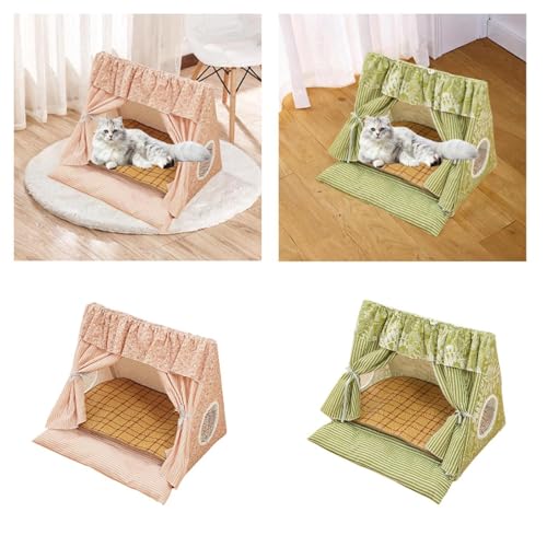 Image of CALANDIS Cat Tent House Creative Summer Breathable Window Pet Bed Dog Tent for Kitten Pink | Beds | Cat Supplies