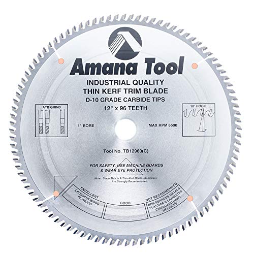 Amana Tool - TB10800 Carbide Tipped Thin Kerf Trim 10" Dia x 80T ATB, 10 Deg, 5/8 Bore