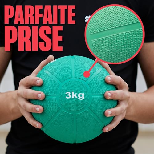 Médecine Ball - Medicine Ball - - Caoutchouc Solide - Disponible en 1, 2, 3, 4 et 5 KG - Disponible en Jaune, Rouge, Vert, Bleu, Noir – Image 4