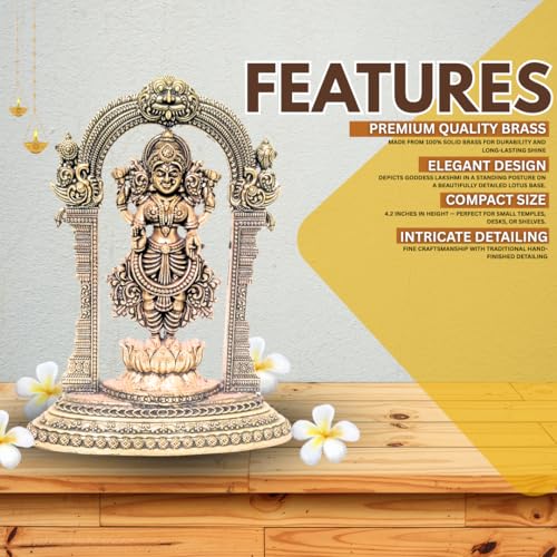 BEXCO Estatua de Diosa Lakshmi de Latón Antiguo 12.7 cm miniatura 5
