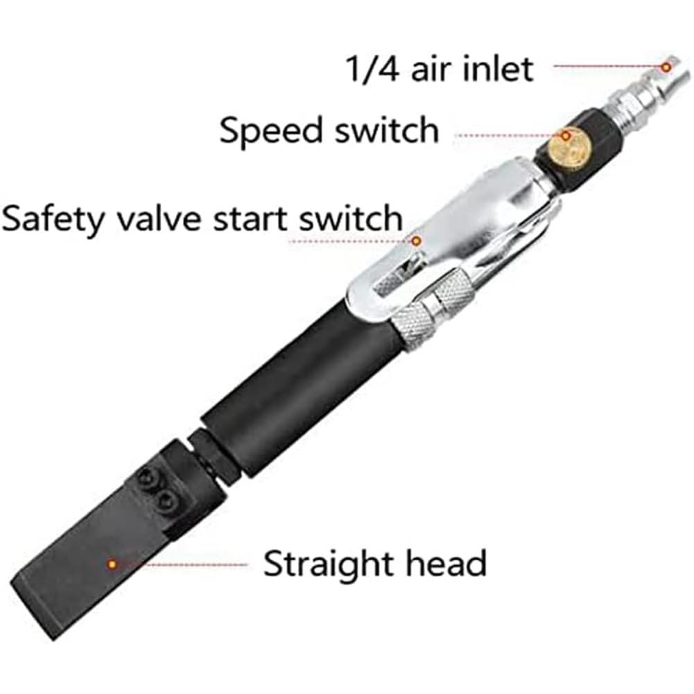 Gertrude 3500 RPM Juego De Rascadores Neumáticos, Mini Cuchilla Neumática, Cincel, Herramienta Industrial para Soldadura, Desbarbado Y Eliminación De Óxido, Cincel Neumático Black,1