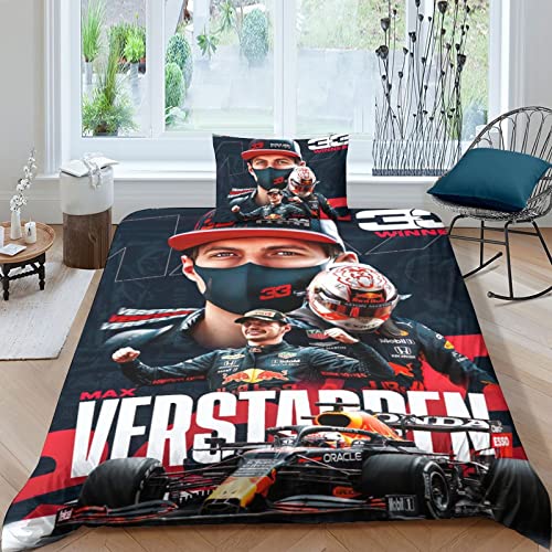 CIFEAR F1 Racing Duvet Cover Set 3D Printed Quilt Cover Set Soft Microfiber Bedding Set Quilt Cover with Zipper Closure for Children And Adults Single（135x200cm）