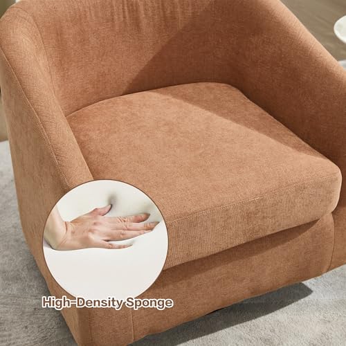 Image of VipDesk 360 Swivel Accent Chair, 500 lbs Heavy-Duty Barrel Chair with Thick 4.7 inch Cushion, Durable Upholstered Armchair, Modern Comfy Chair for Living Room Bedroom Office, Terracotta