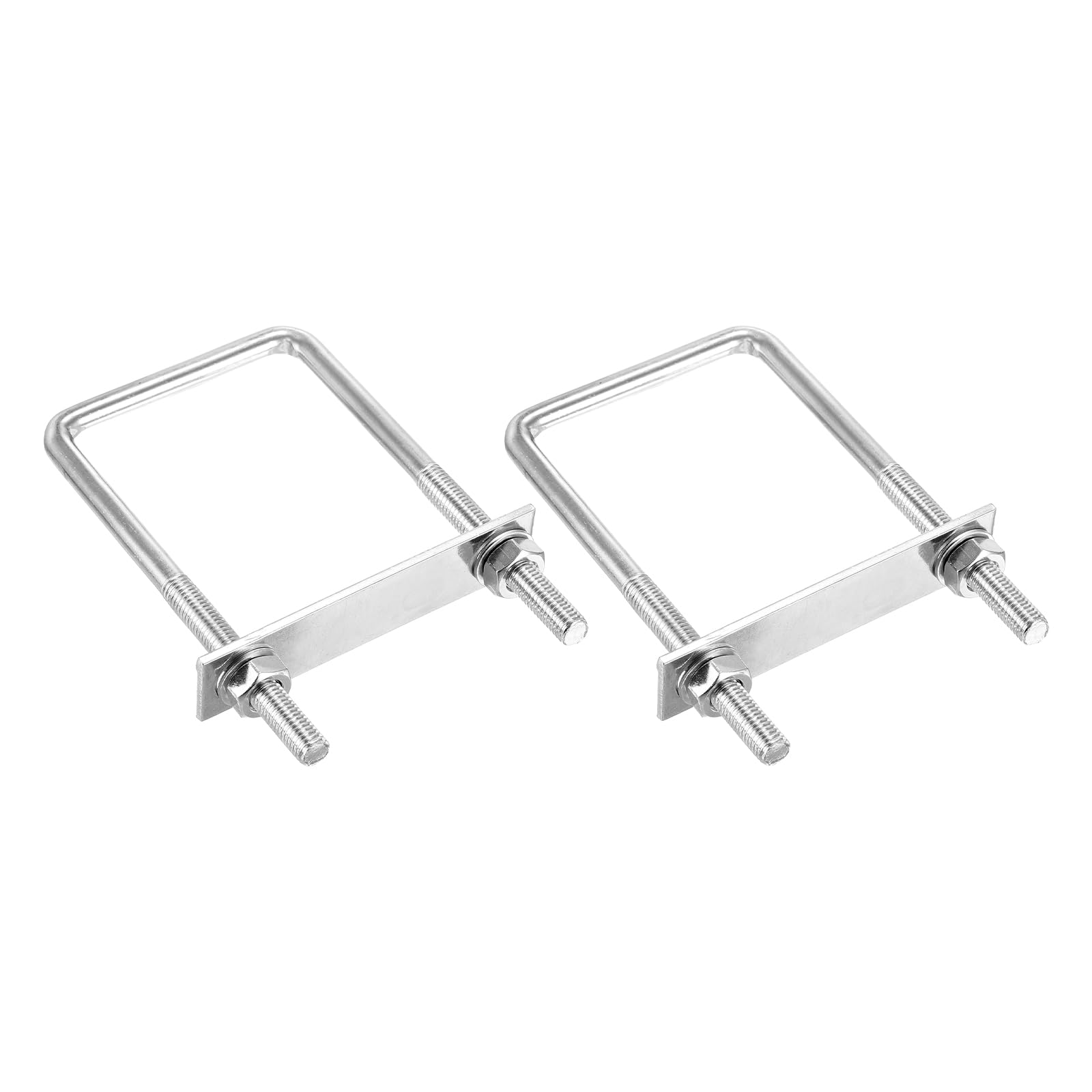 DTGN M10x75x120mm U Bolts Square Kit, 2Set, 304 Stainless Steel U-Bolt Kit with Nuts, Washers, Frame Plate