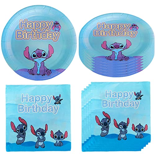 Lilo and Stitch Birthday Party Supplies Set20pcs Lilo and Stitch plates and 20pcs lilo and stitch napkins