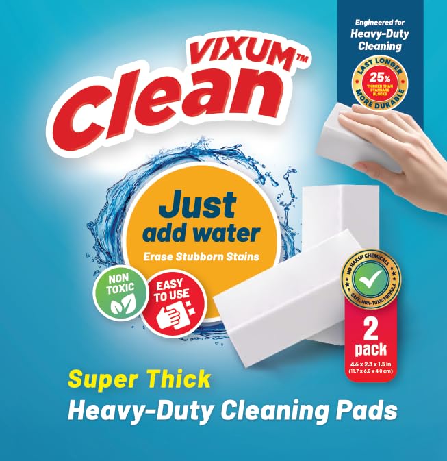 Image of VIXUM CLEAN Super Thick Heavy-Duty Cleaning Pads, 2 Pack
