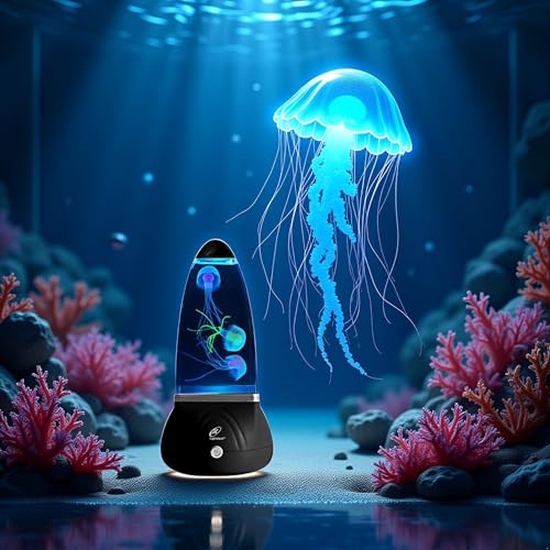 Image of Lightahead Mini Jellyfish Sensory Aquarium Lamp with 7 Color Changing Effects. The Ultimate Sensory Synthetic Jelly Fish Tank Aquarium (Small).