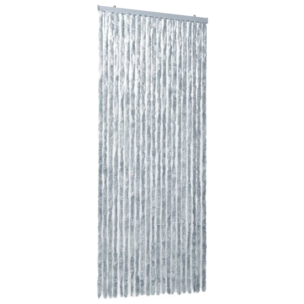 Zasłona chroniąca przed owadami, biała i szara, 90 x 220 cm, szenilowa, moskitiera na drzwi balkonowe