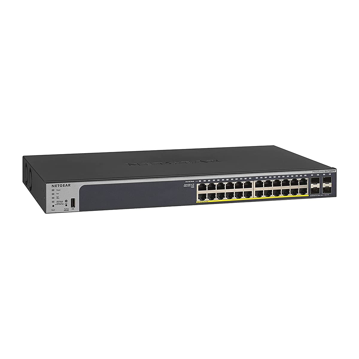 Netgear (GS728TPP Smart Switch Ethernet Web manageable PoE Professionnel 28 Ports RJ45 Gigabit - Switch RJ45 avec 24 Ports PoE+ 380 W, 4 Ports SFP 1 Gigabit, Bureau/en Rack, Protection à Vie ProSAFE