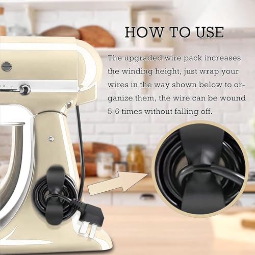 Image of Cord Organizer for Kitchen Appliances, 6 Pack Black Appliance Cord Organizer, Cord Wrapper, Cord Keeper, Cord Holder for Appliances Stick on Kitchenaid Mixer, Coffee Maker, Pressure Cooker
