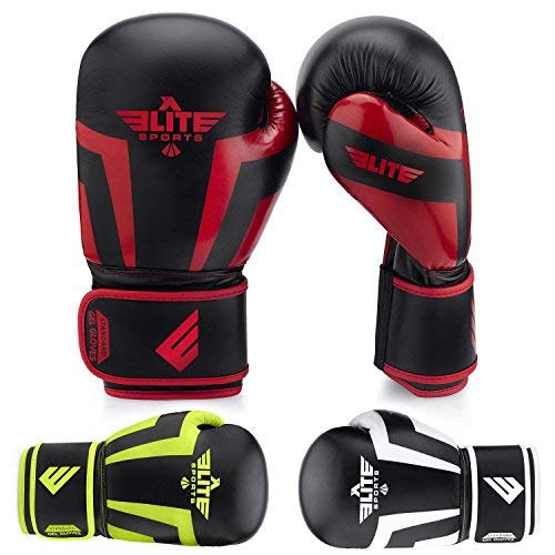 2022 Elite Sports Best Kids Boxing & Kickboxing Gloves for Boys and Girls, Training & Sparring Gloves for Kids. Youth Punching Gloves for Punching Bag, Kickboxing, Muay Thai, MMA (Red, 14 OZ)