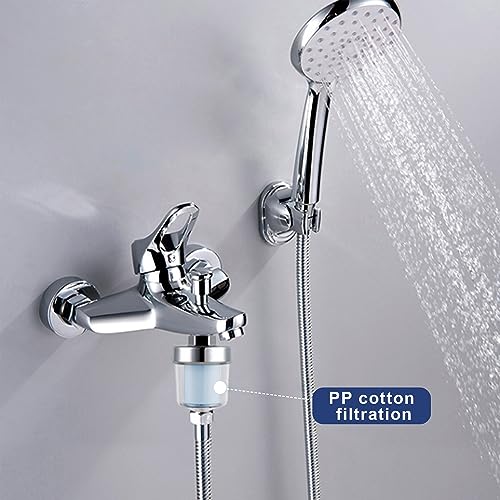WJUAN 2 Stück Shower filter für 1/2 Anschlüsse, Duschfilter mit 10 Austauschbaren Blaufiltern, effektive Filterung von Wasserverunreinigungen, Leitungsfilter für Bad oder Küche