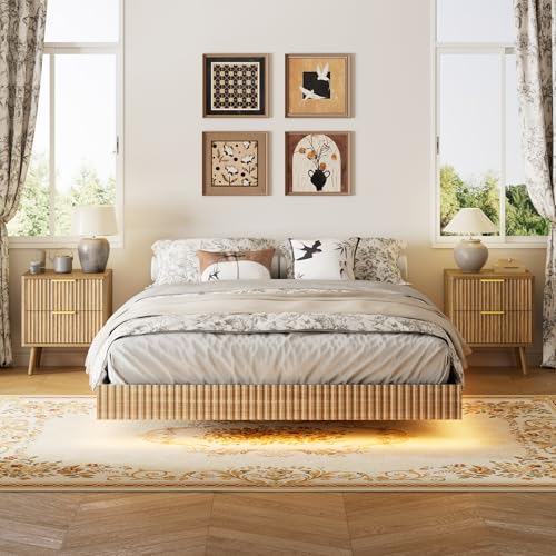 LYNSOM 3 Pieces Queen Bedroom Set, Floating Bed...