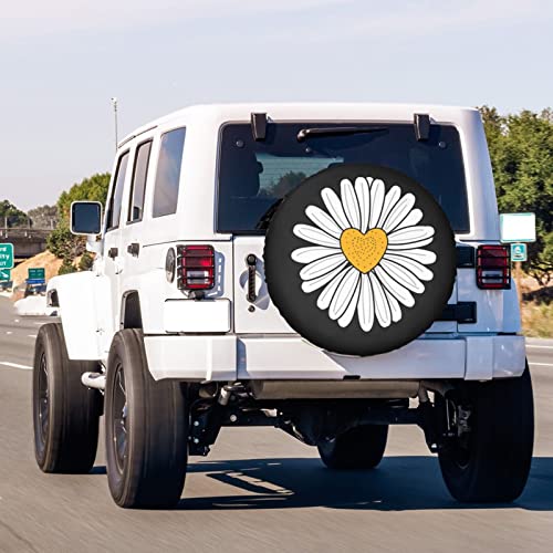 Image of Daisy Flower Spare Tire Cover Dust-Proof Wheel Tire Cover Fit Trailer, RV, SUV and Many Vehicle 17 Inch