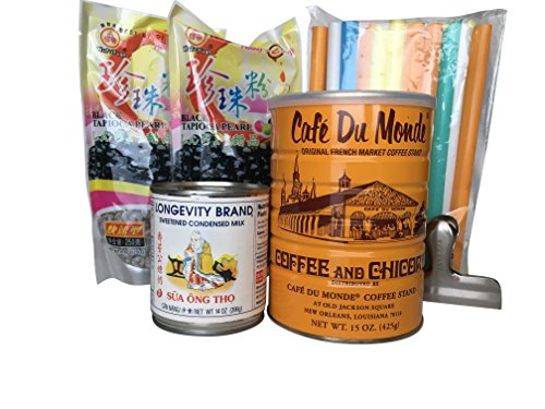 Cafe du Monde Boba Kit for Making Iced Coffee with Black Tapioca Bubble Pearls and Bag Clip from Hanover Shops Collection, Kit A image 5