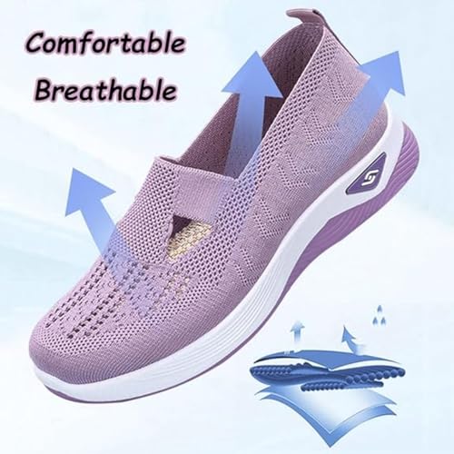 Beemoda Women's Casual Breathable Slip on Orthopedic Walking Sneakers,Orthowalkway Womens Shoes,2025 Woven Arch Support Shoes4