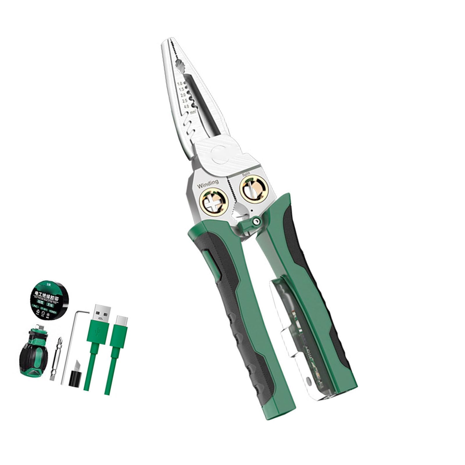 Multipurpose Electrician Tool Combining Wire Stripper Crimper and Voltages Tester Electrician Tool for Safe Wiring Multifunctional Wire Stripping Tongs
