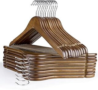 ilauke Wooden Coat Hangers32Pcs Sturdy & Strong Wooden Hangers for Clothes,Smooth & No Roughness Wood Clothes Hanger with 360°Swivel Hook for Adult Hangers Suits, Trousers, Shirts