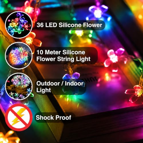MoonlitDreams 10M 36LED Multicolor Silicon Flower String Lights - Image 6