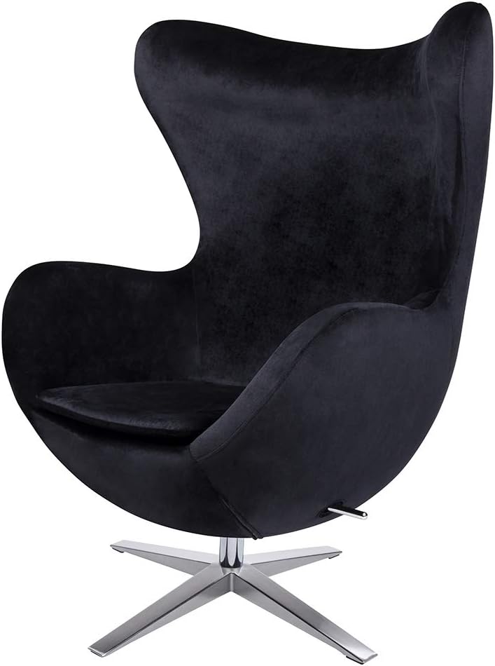 furnigo | Sillón de diseño en forma de huevo, reproducción, atemporal, muchos colores, terciopelo (negro).