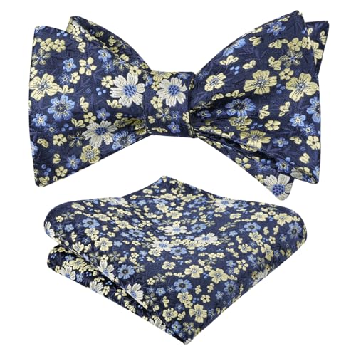 Image of Alizeal Mens 2pcs Floral Self-tied Bow Tie Pocket Square Set