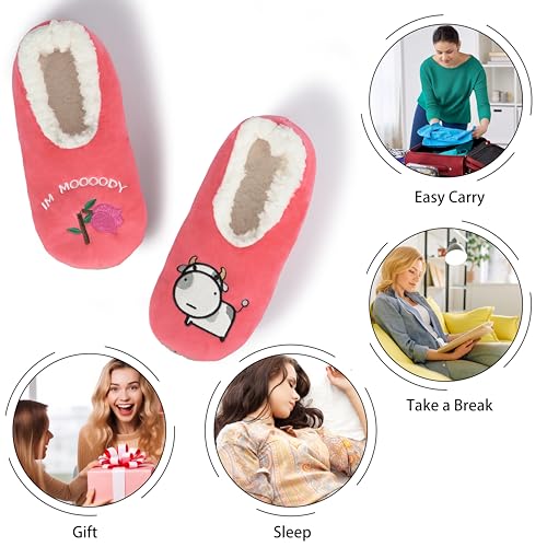 Image of BenSorts Fuzzy Slipper Socks for Women Funny House Slippers with Grips | Warm Cozy Cute Socks Non Slip Gifts Thick Stocking Stuffers Christmas