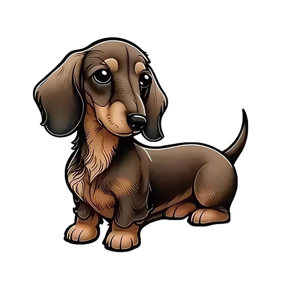 Auto Accessory Mini Dachshund Dog Vinyl Decal Universal Styling Accessories for Cars Windows Laptops Decoration(14x14cm)