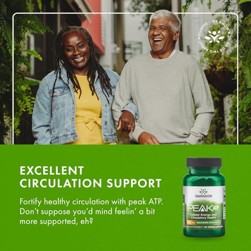 Image of Swanson Maximum Strength Peak ATP Cellular Energy Supplement for Athletes and Active Adults Seeking Performance and Recovery Support - 400 mg (30 Veggie Capsules, 4 Pack)
