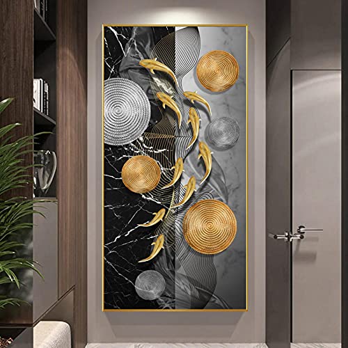 Peinture Koi Fish sur toile 40x80cm, œuvre d'art mural moderne style industriel
