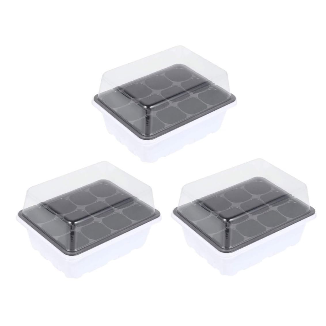 Uanqfegy Seedling Tray With Lid 12 Cells 3Pcs Propagation Set – Plug Plant Seed Tray For Germination Greenhouse Gardens