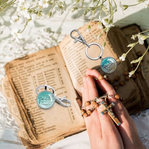 Image of Fumete Christian Keychain Bulk Bible Verse Religious Scripture Quote Inspirational Key Rings Gift for Women Men Church Pastor