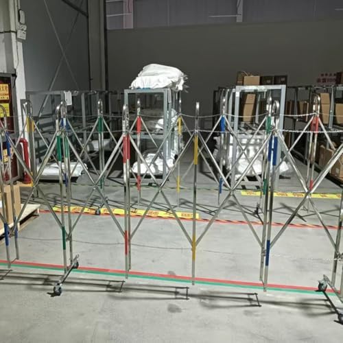 Expandable Stainless Steel Security Gate - Folding Mobile Traffic Barrier with Wheels for Driveway - Colorful Portable Safety Gate for Home & Outdoor Use