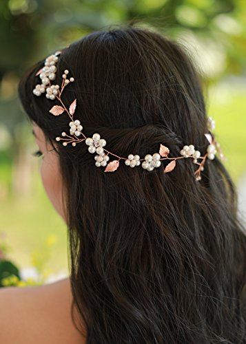 Missgrace Bridal Fashion Rose Gold Crystal Hair Vine Wedding Vintage Headpiece Women Leaf Headband Hair Accessory #TOP3